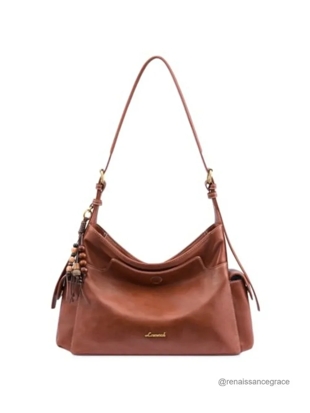 Soft Faux Leather Hobo Purse with Tassel Charms, Crossbody Shoulder Bag for